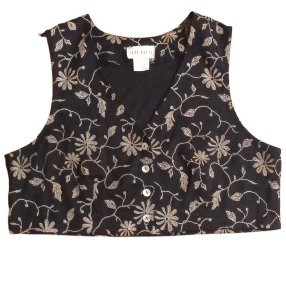 Black and Gold Floral Print Goth Steampunk Bridgerton Waistcoat Vest 18W
